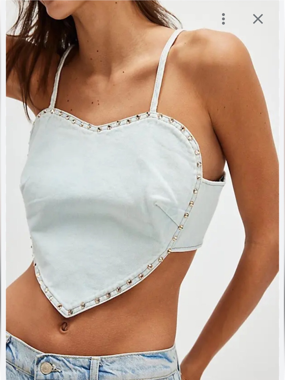 NWT retail $138 size M/L #FreePeople. “Denim Heart Backless Crop Top”